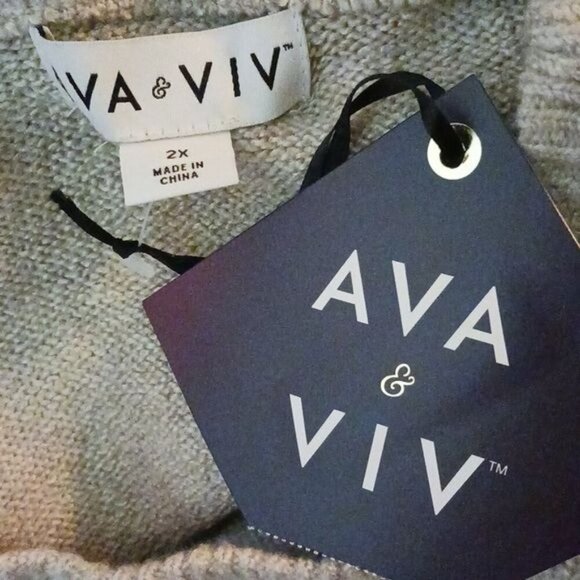 Ava & Viv Sweater Striped Multi Color Crew Neck Knit Womens Plus Size 2XL - Picture 6 of 7